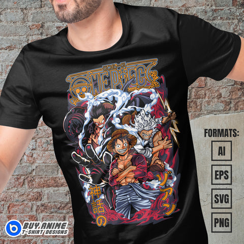  Premium Luffy One Piece Anime Vector T-shirt Design Template #22