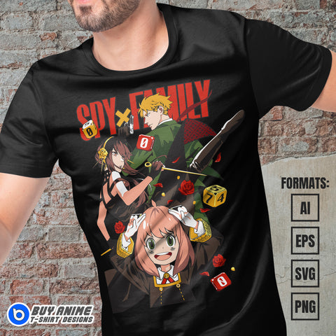Premium Spy x Family Anime Vector T-shirt Design Template