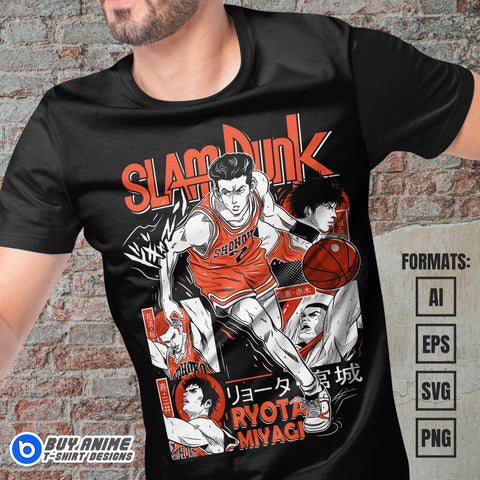 Premium Ryota Miyagi Slam Dunk Anime Vector T-shirt Design Template #2