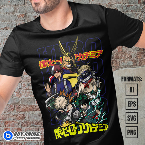 Premium My Hero Academia Anime Vector T-shirt Design Template #11