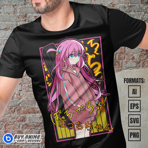 Premium Bocchi The Rock Anime Vector T-shirt Design Template #2