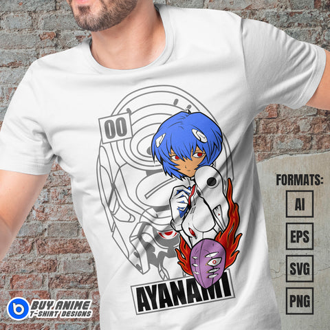 Premium Rei Ayanami Neon Genesis Evangelion Anime Vector T-shirt Design Template