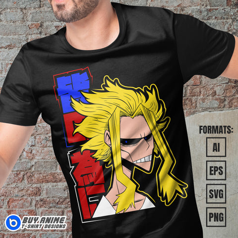 Premium All Might My Hero Academia Anime Vector T-shirt Design Template #3