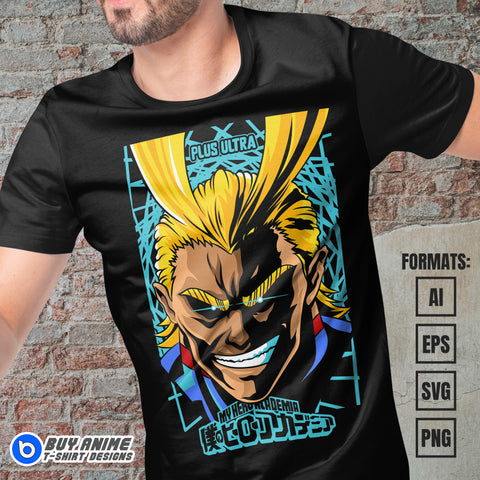 Premium All Might My Hero Academia Anime Vector T-shirt Design Template #4