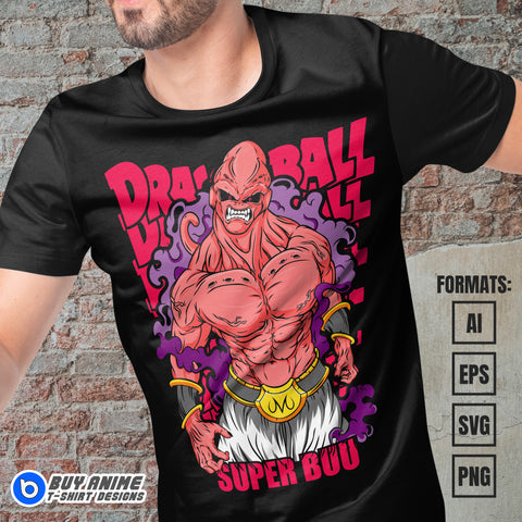 Premium Super Buu Dragon Ball Anime Vector T-shirt Design Template