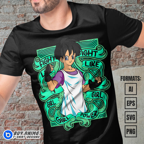 Premium Videl Dragon Ball Anime Vector T-shirt Design Template