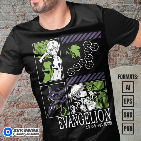 Premium Neon Genesis Evangelion Anime Vector T-shirt Design Template #8