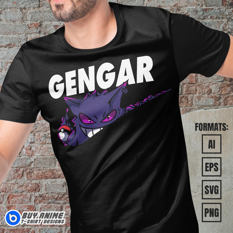 Premium Gengar Pokemon Anime Vector T-shirt Design Template #5