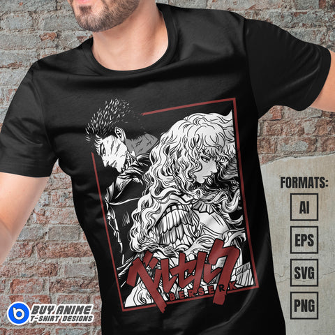 Premium Berserk Anime Vector T-shirt Design Template #11