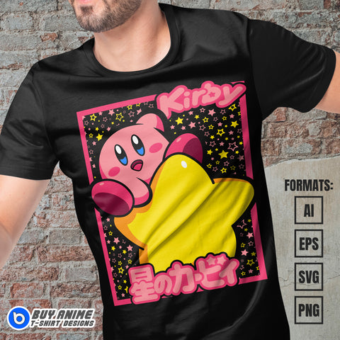Premium Kirby Anime Vector T-shirt Design Template