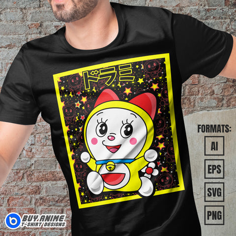 Premium Dorami Doraemon Anime Vector T-shirt Design Template