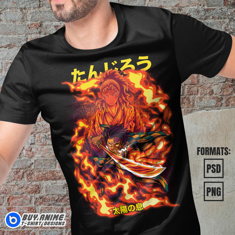 Premium Tanjiro Kamado Demon Slayer Anime Vector T-shirt Design Template