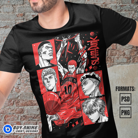 Premium Slam Dunk Anime Vector T-shirt Design Template #2