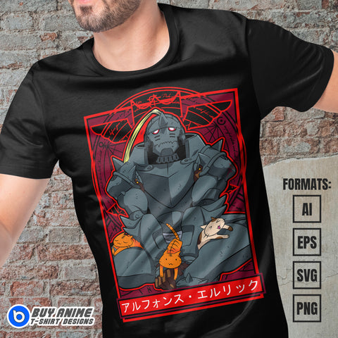 Premium Alphonse Fullmetal Alchemist Anime Vector T-shirt Design Template #2