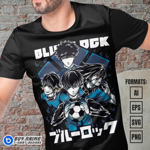 Premium Blue Lock Anime Vector T-shirt Design Template #4