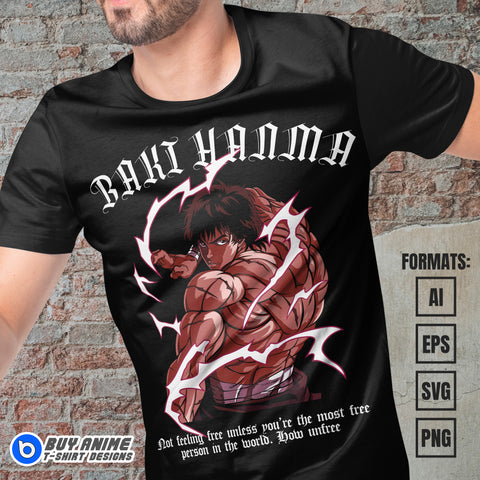 Premium Baki Hanma Vector T-shirt Design Template #2
