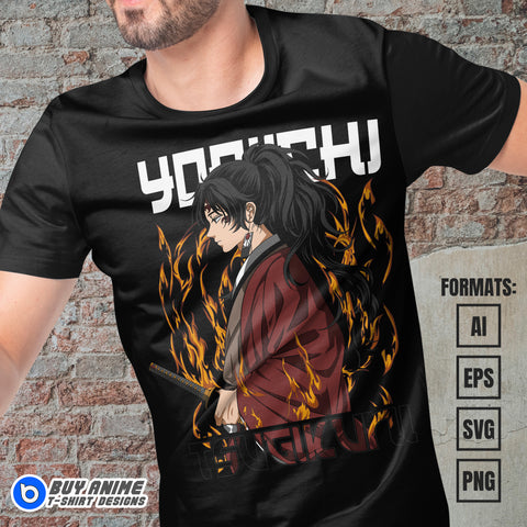 Premium Yoriichi Tsugikuni Demon Slayer Anime Vector T-shirt Design Template #3
