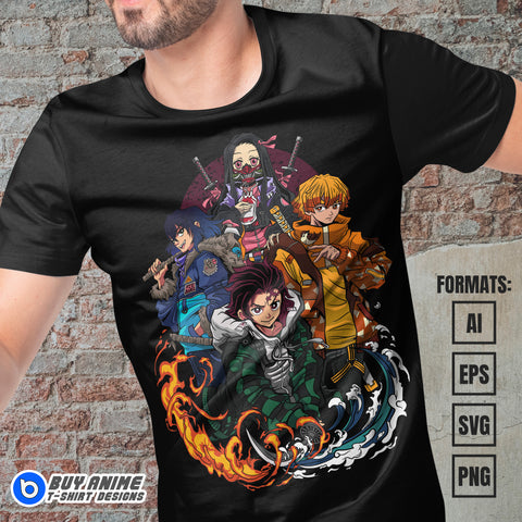 Premium Demon Slayer Anime Vector T-shirt Design Template #33