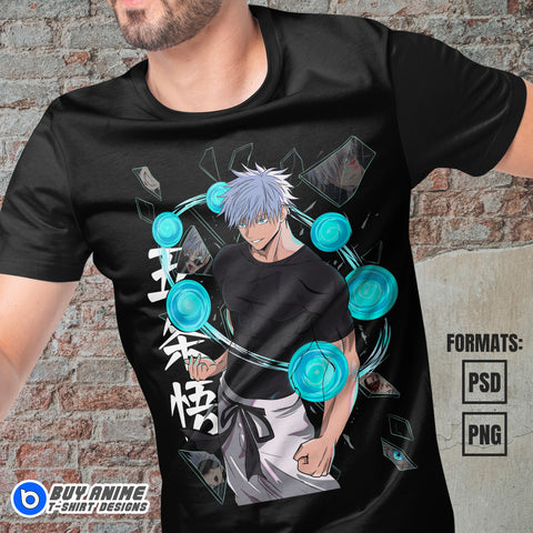 Premium Satoru Gojo Jujutsu Kaisen Anime Vector T-shirt Design Template #10