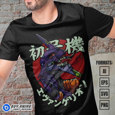Premium Neon Genesis Evangelion Anime Vector T-shirt Design Template #9