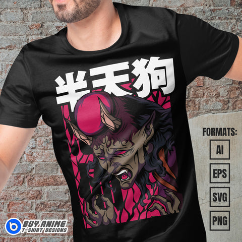 Premium Hantengu Demon Slayer Anime Vector T-shirt Design Template