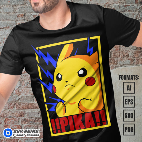 Premium Pikachu Pokemon Anime Vector T-shirt Design Template #5