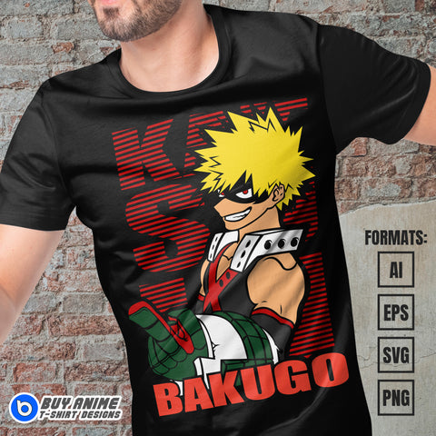 Premium Katsuki Bakugo My Hero Academia Anime Vector T-shirt Design Template #9