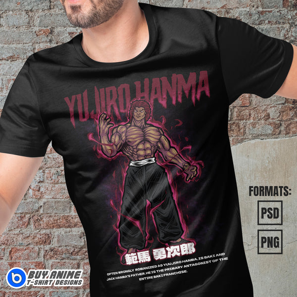 Premium Yujiro Hanma Baki The Grappler Vector T-shirt Design Template ...