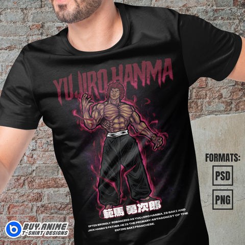 Premium Yujiro Hanma Baki The Grappler Vector T-shirt Design Template #2