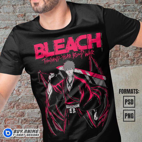 Premium Ichigo Kurosaki Bleach Anime Vector T-shirt Design Template #17