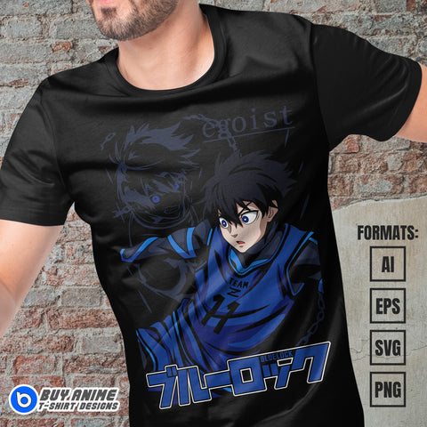 Premium Blue Lock Anime Vector T-shirt Design Template