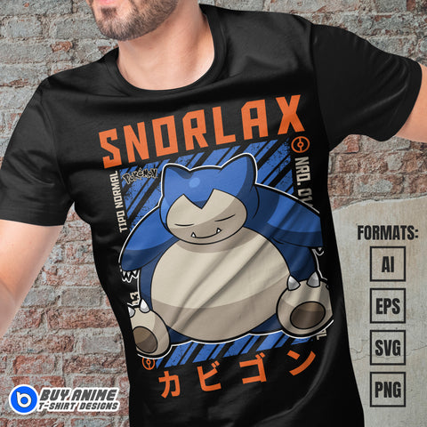 Premium Snorlax Pokemon Anime Vector T-shirt Design Template