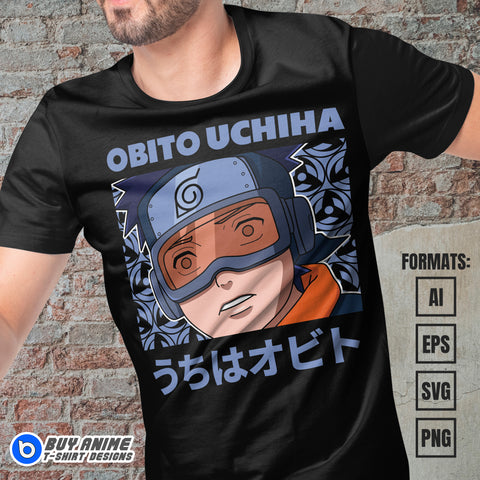 Premium Obito Uchiha Naruto Anime Vector T-shirt Design Template #5