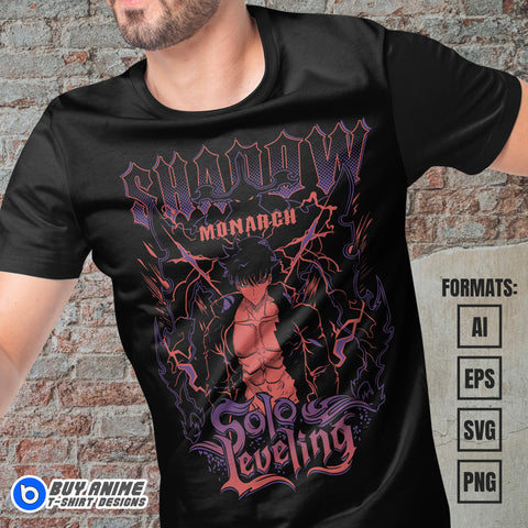 Premium Sung Jin-Woo Solo Leveling Anime Vector T-shirt Design Template #4