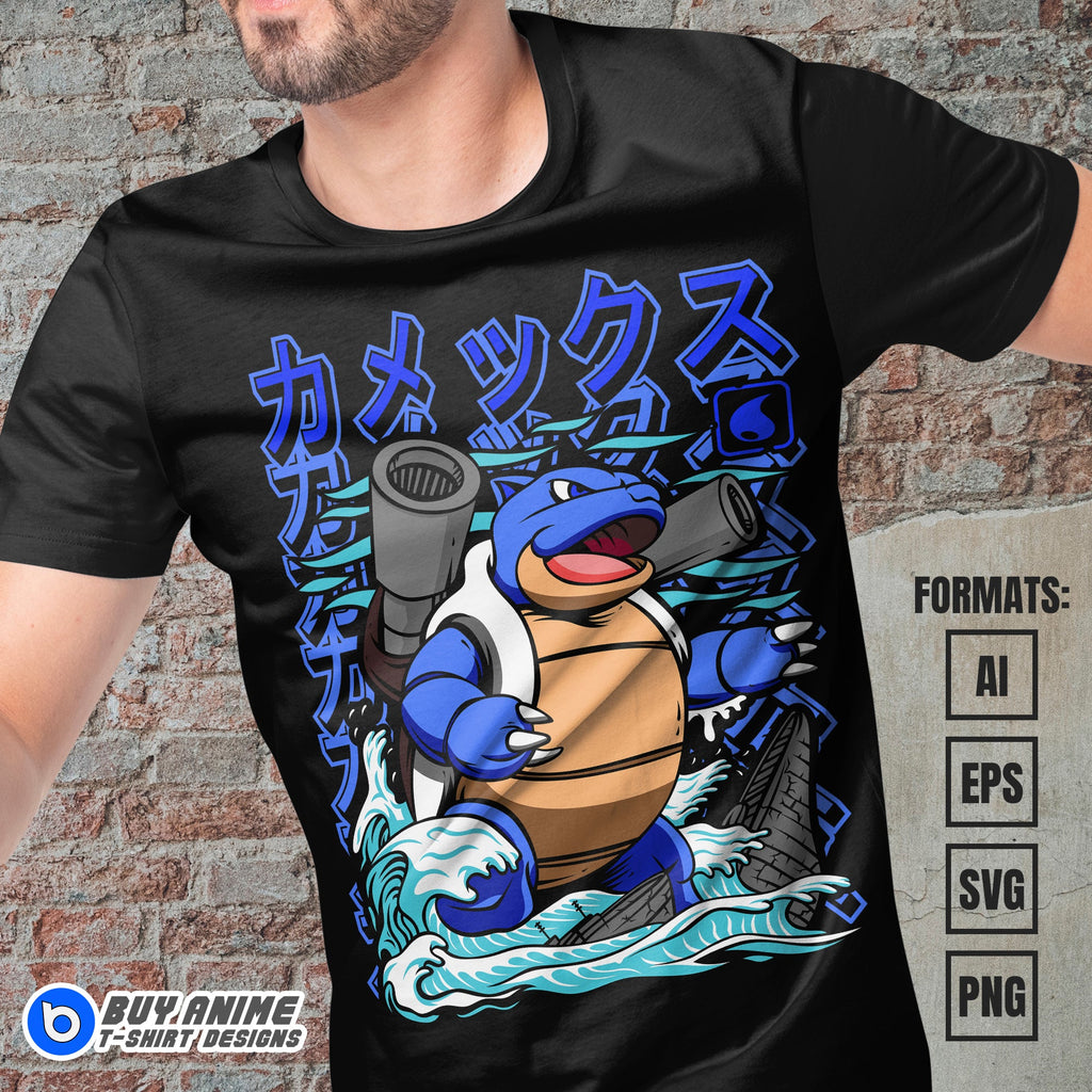 Blastoise Vector Premium Blastoise Pokemon Anime Vector T-shirt Design Template – www ...