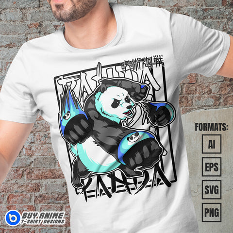 Premium Panda Jujutsu Kaisen Anime Vector T-shirt Design Template #3