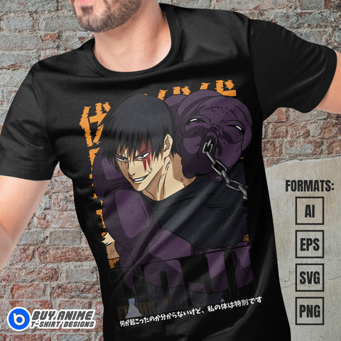 Premium Toji Fushiguro Jujutsu Kaisen Anime Vector T-shirt Design Template #11