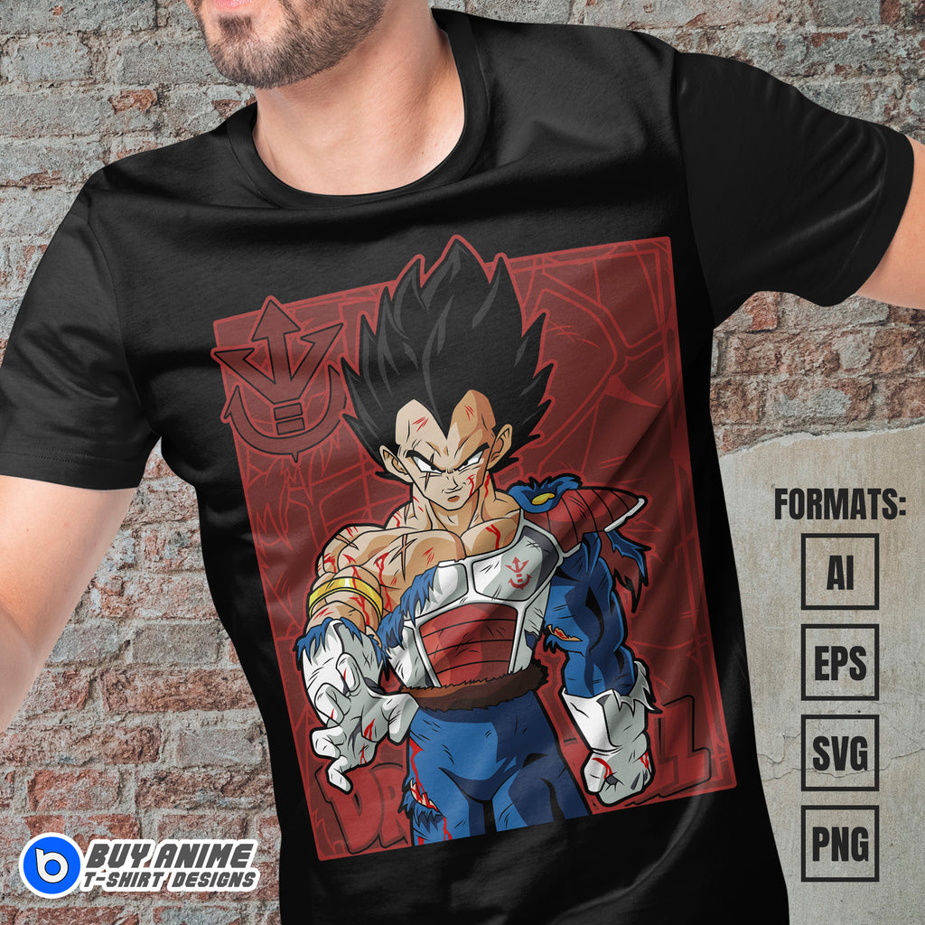 Premium Vegeta Dragon Ball Anime Vector T-shirt Design Template #9