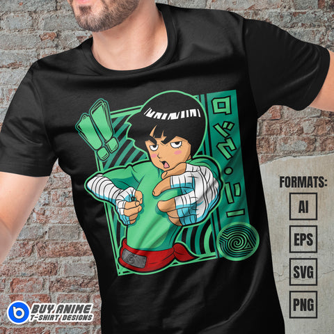 Premium Rock Lee Naruto Anime Vector T-shirt Design Template #4