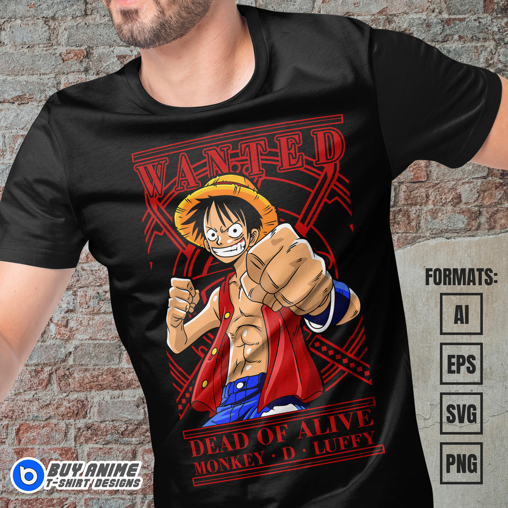 Premium Luffy One Piece Anime Vector T-shirt Design Template #23