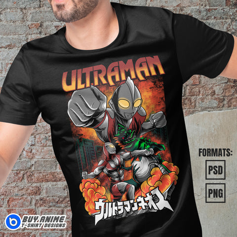 Premium Ultraman Anime Vector T-shirt Design Template #2