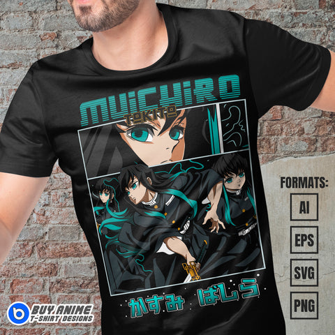 Premium Muichiro Demon Slayer Anime Vector T-shirt Design Template #8