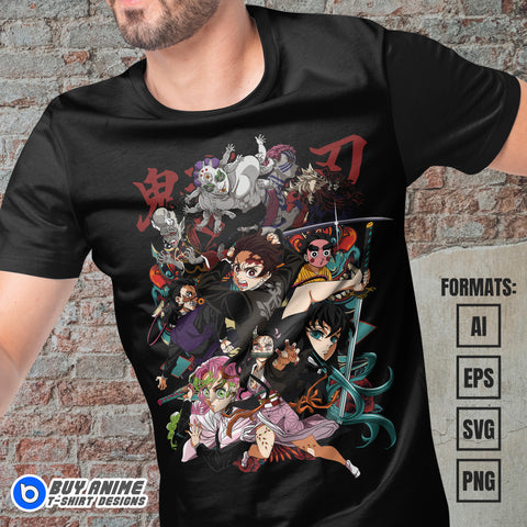 Premium Demon Slayer Anime Vector T-shirt Design Template #35