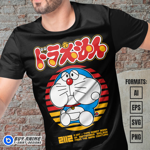 Premium Doraemon Anime Vector T-shirt Design Template #3