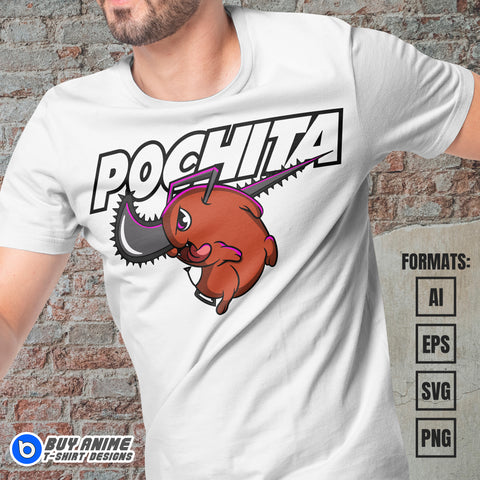 Premium Pochita Chainsaw Man Anime Vector T-shirt Design Template #4