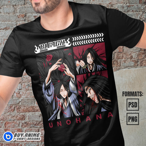 Premium Unohana Bleach Anime Vector T-shirt Design Template