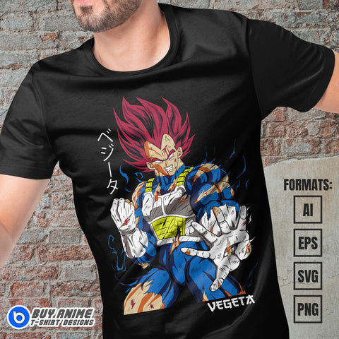 Premium Vegeta Dragon Ball Anime Vector T-shirt Design Template