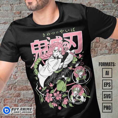 Premium Mitsuri Demon Slayer Anime Vector T-shirt Design Template #11