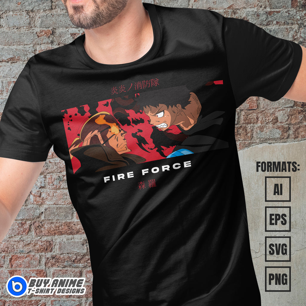 Premium Fire Force Anime Vector T-shirt Design Template