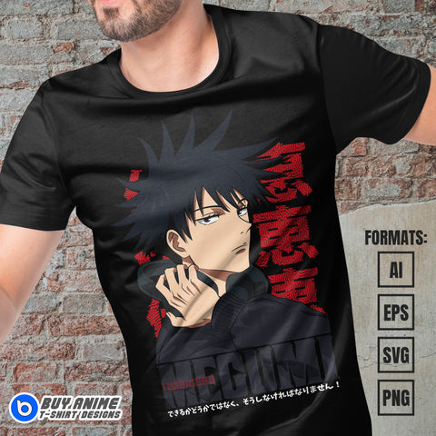 Premium Megumi Fushiguro Jujutsu Kaisen Anime Vector T-shirt Design Template #4